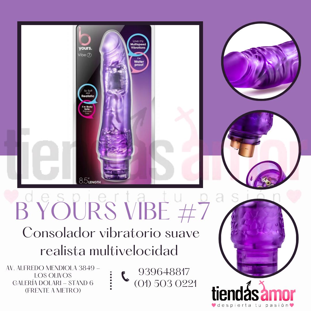 B Yours Vibe 7 - Consolador vibratorio suave realista multivelocidad